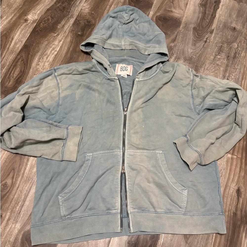 BDG Light Blue faded Hoodie with Zip